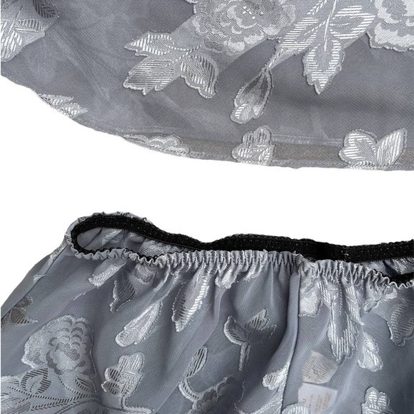 Vintage Gilligan & O Malley Lingerie Set Medium‎ Sheer Floral Applique Gray Y2K - Picture 4 of 7
